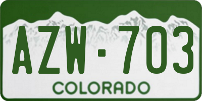 CO license plate AZW703