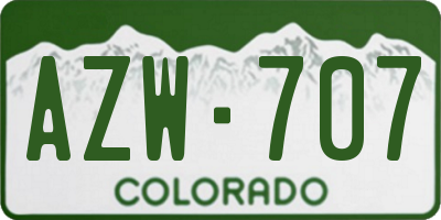 CO license plate AZW707