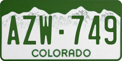 CO license plate AZW749