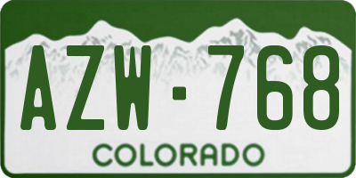 CO license plate AZW768