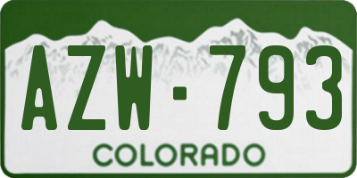 CO license plate AZW793