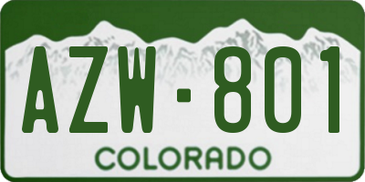 CO license plate AZW801