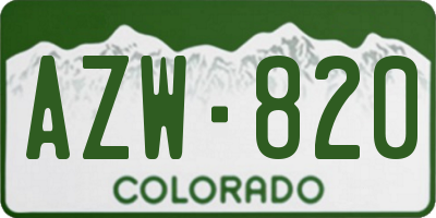 CO license plate AZW820