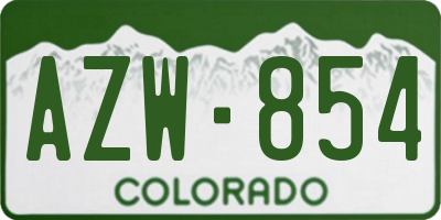 CO license plate AZW854