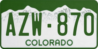 CO license plate AZW870