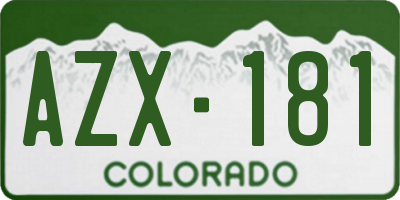 CO license plate AZX181