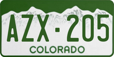 CO license plate AZX205