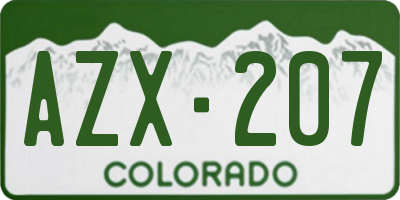 CO license plate AZX207