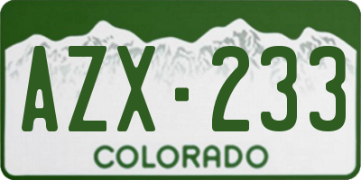 CO license plate AZX233