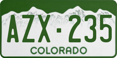 CO license plate AZX235