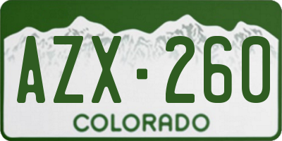 CO license plate AZX260