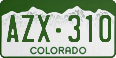CO license plate AZX310