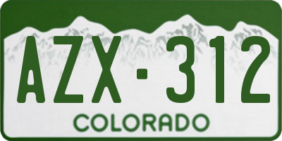 CO license plate AZX312