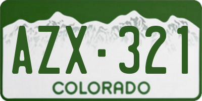 CO license plate AZX321