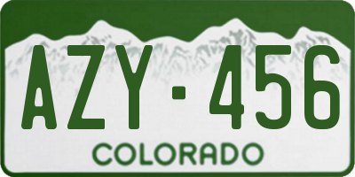 CO license plate AZY456