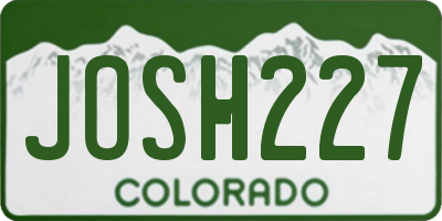 CO license plate JOSH227