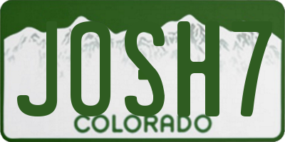 CO license plate JOSH7