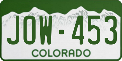 CO license plate JOW453