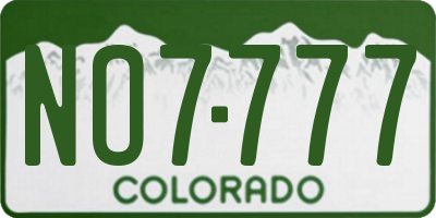 CO license plate NO7777