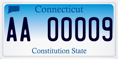 CT license plate AA00009