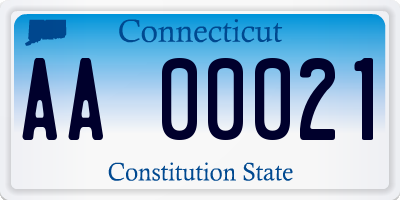 CT license plate AA00021