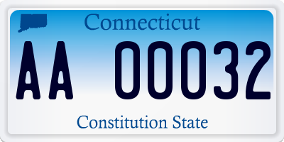 CT license plate AA00032