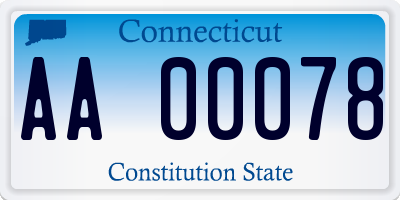 CT license plate AA00078
