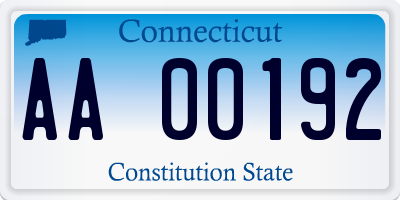 CT license plate AA00192