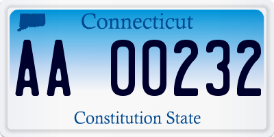CT license plate AA00232