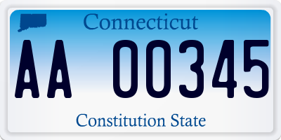 CT license plate AA00345