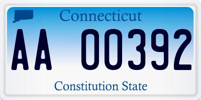 CT license plate AA00392