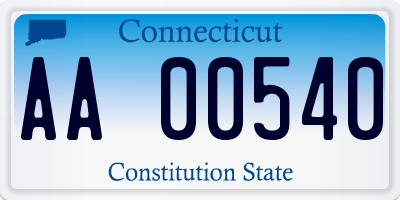 CT license plate AA00540