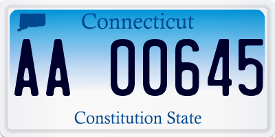 CT license plate AA00645