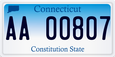 CT license plate AA00807