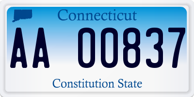 CT license plate AA00837