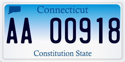 CT license plate AA00918