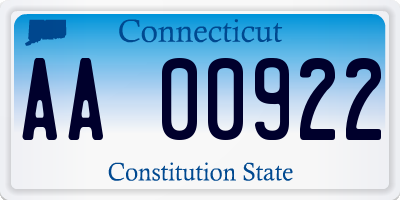 CT license plate AA00922