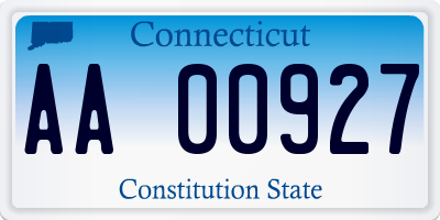 CT license plate AA00927