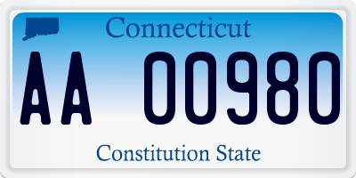CT license plate AA00980
