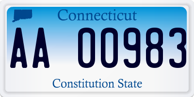 CT license plate AA00983