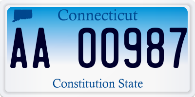 CT license plate AA00987