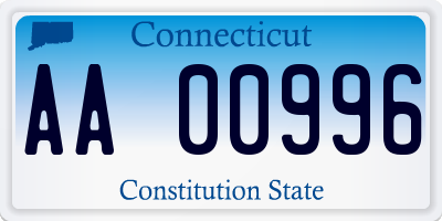 CT license plate AA00996