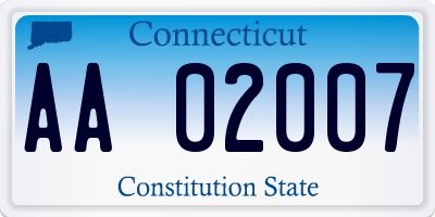 CT license plate AA02007