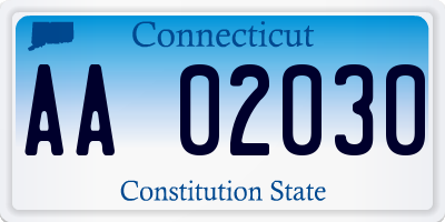 CT license plate AA02030