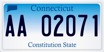 CT license plate AA02071