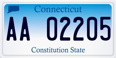 CT license plate AA02205