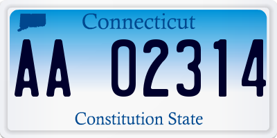 CT license plate AA02314