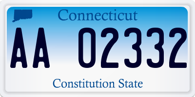 CT license plate AA02332
