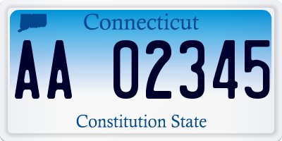 CT license plate AA02345