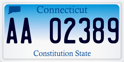 CT license plate AA02389